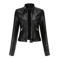 Nuria | Cazadora Biker de Piel Mujer Cuello Mao Cremallera