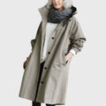 Parka Impermeable Larga Mujer con Capucha Corte Amplio