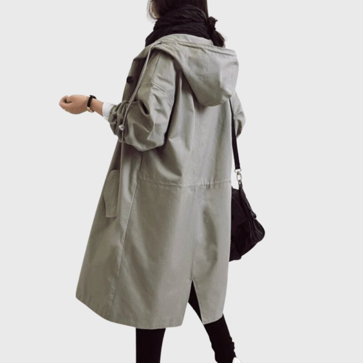 Parka Impermeable Larga Mujer con Capucha Corte Amplio