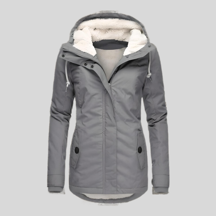Parka Impermeable Mujer con Capucha Forro Borreguito