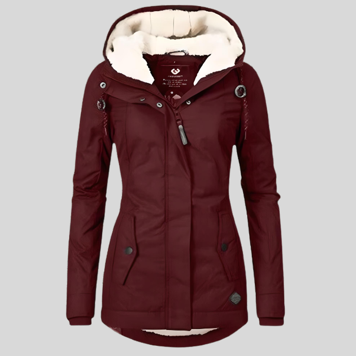 Parka Impermeable Mujer con Capucha Forro Borreguito