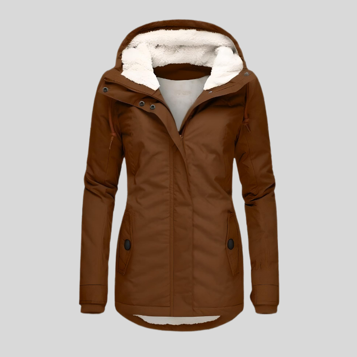 Parka Impermeable Mujer con Capucha Forro Borreguito