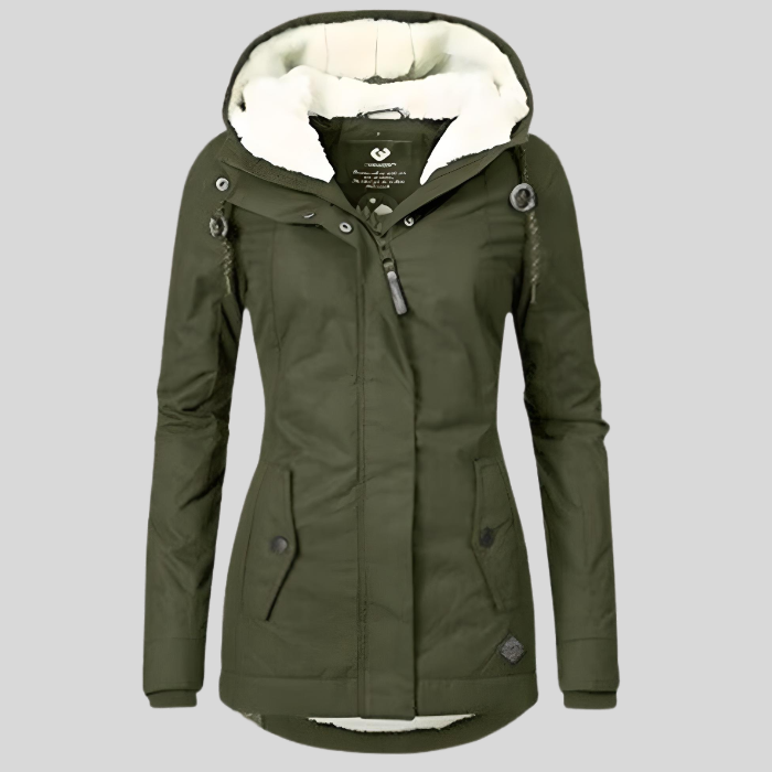 Parka Impermeable Mujer con Capucha Forro Borreguito
