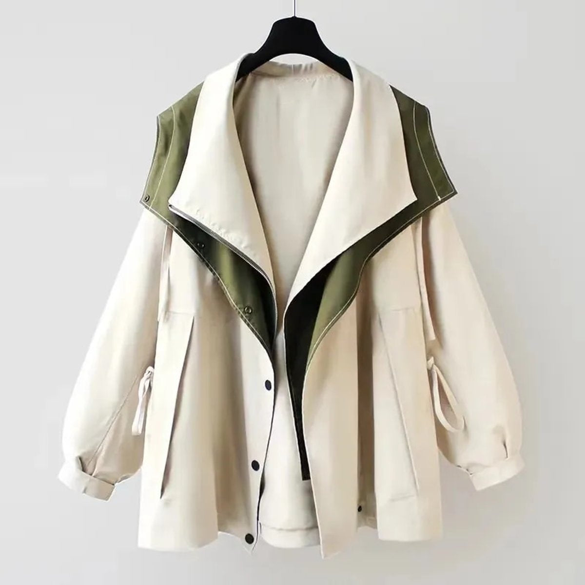 Chaqueta Impermeable Oversized Mujer Cuello Solapa