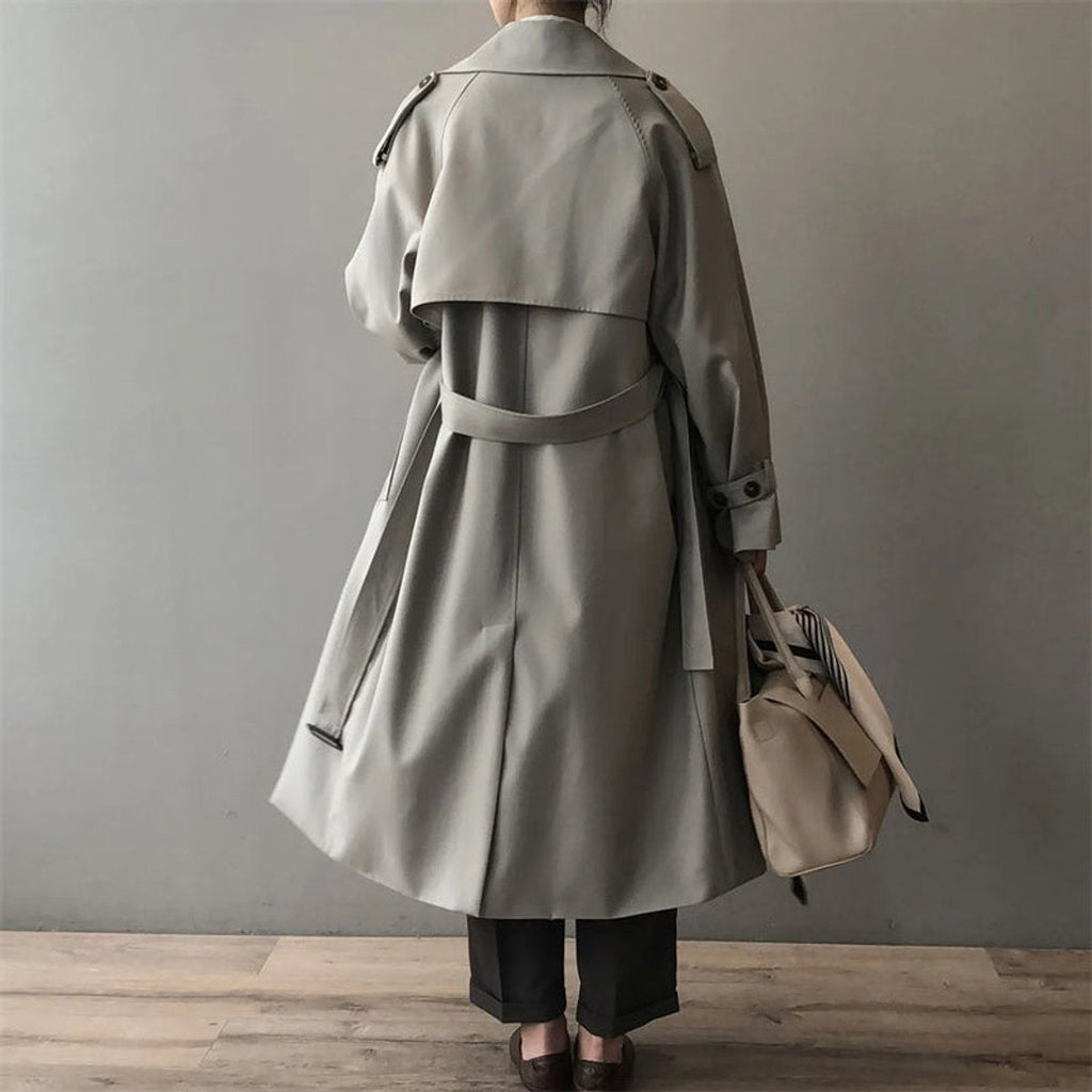 Gabardina Larga Mujer Doble Botonadura Impermeable