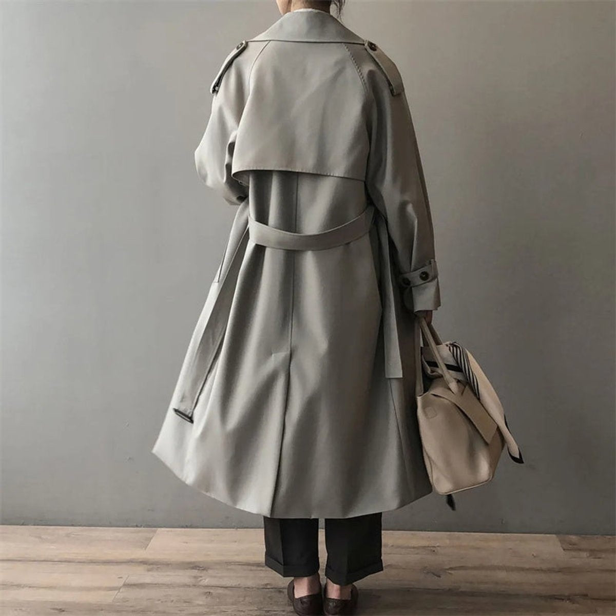 Gabardina Larga Mujer Doble Botonadura Impermeable