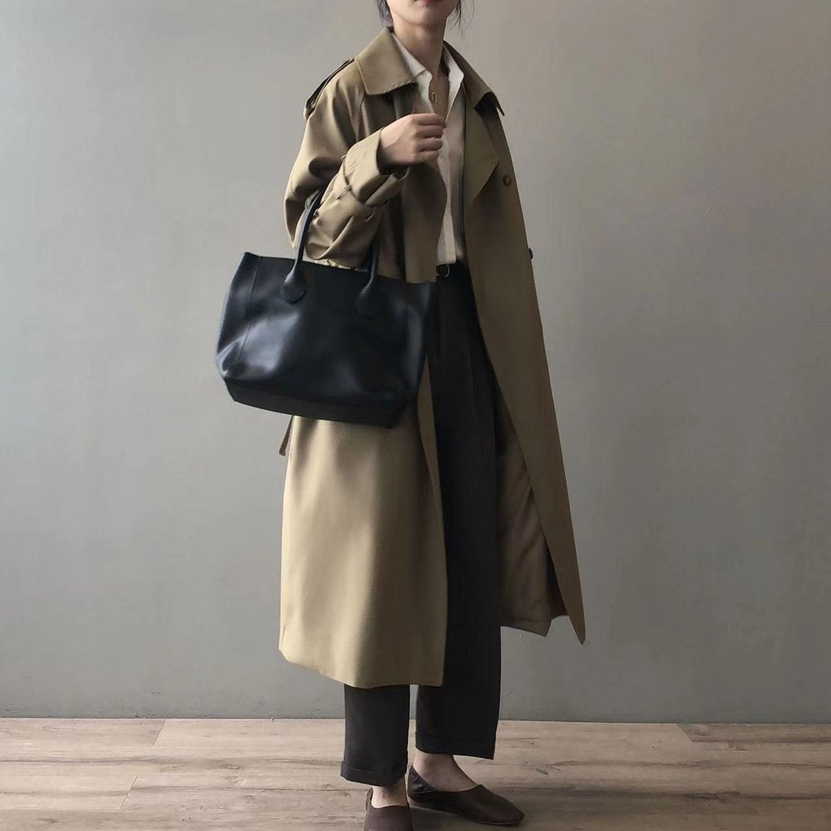 Gabardina Larga Mujer Doble Botonadura Impermeable
