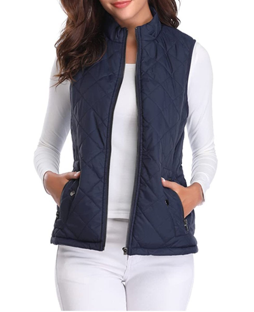 Chaleco Acolchado Ligero Mujer Cuello Alto Rombos