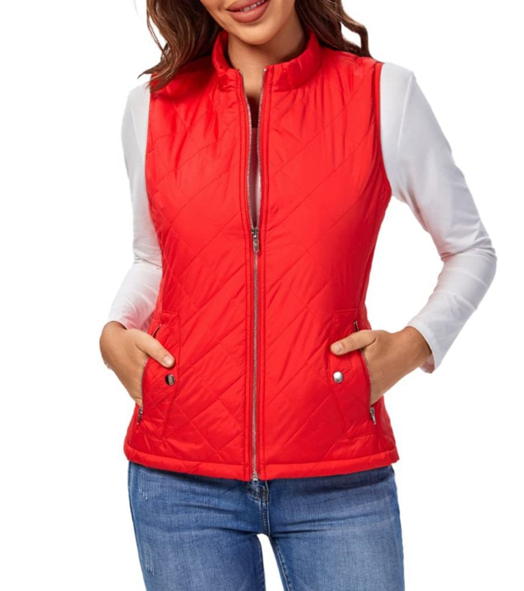 Chaleco Acolchado Ligero Mujer Cuello Alto Rombos