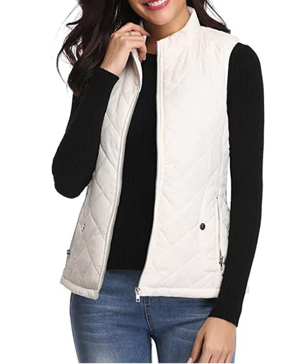 Chaleco Acolchado Ligero Mujer Cuello Alto Rombos