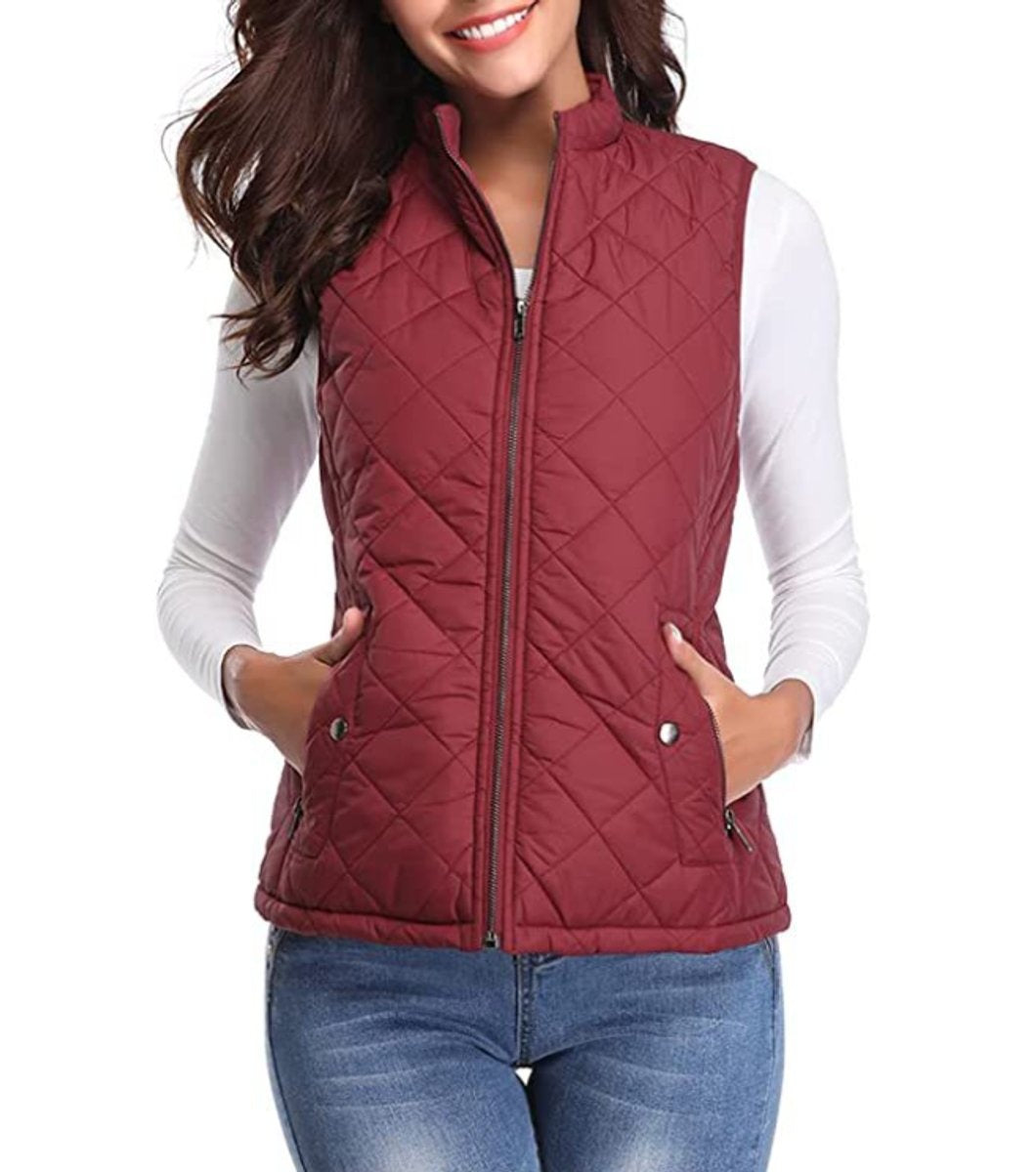 Chaleco Acolchado Ligero Mujer Cuello Alto Rombos