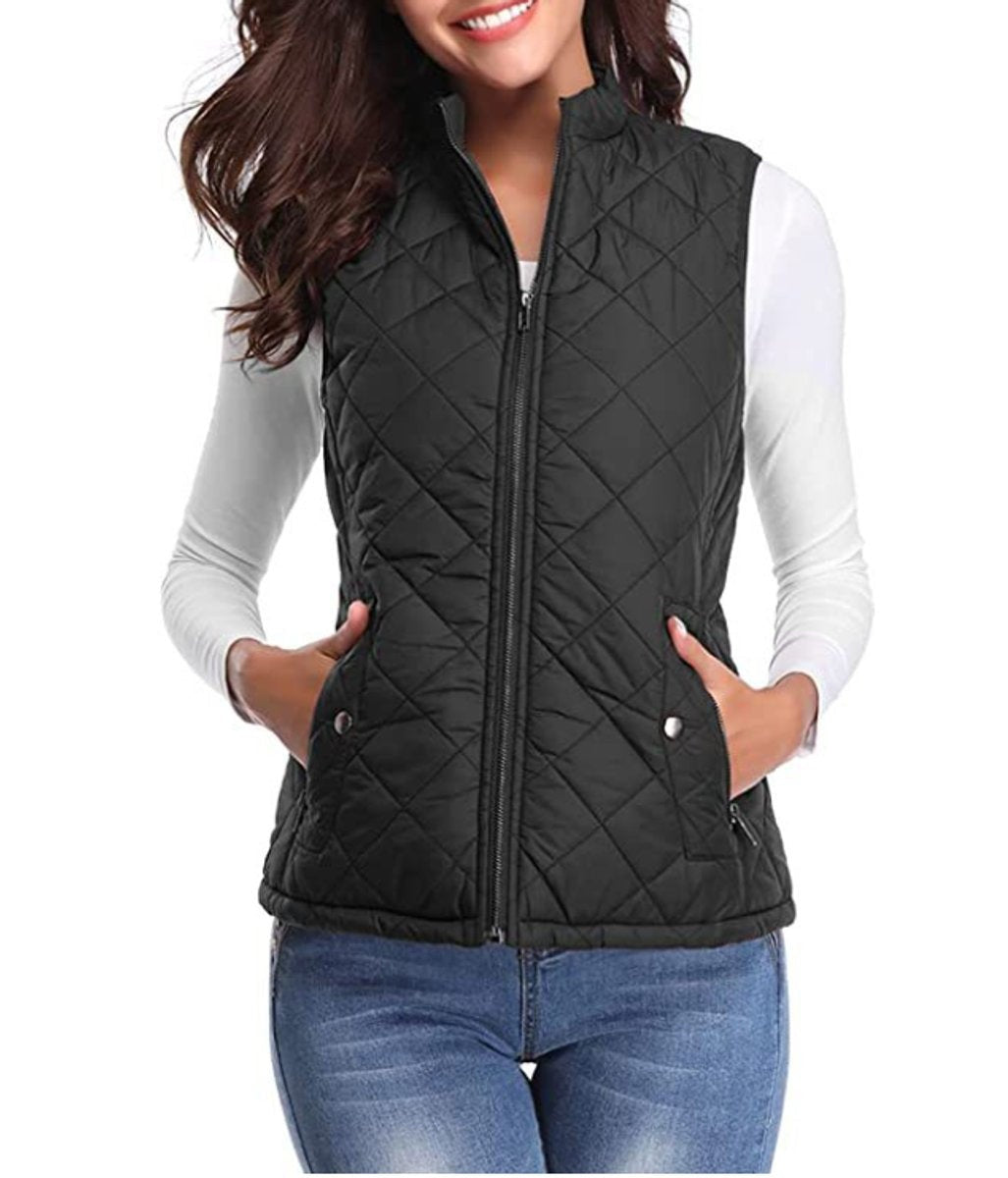 Chaleco Acolchado Ligero Mujer Cuello Alto Rombos