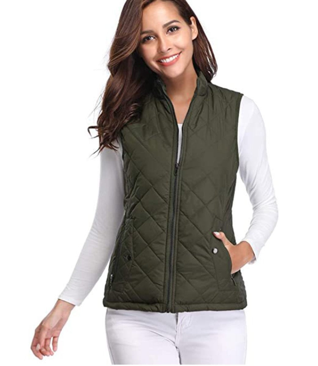 Chaleco Acolchado Ligero Mujer Cuello Alto Rombos