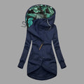 Chubasquero Impermeable Mujer Largo con Capucha Cremallera Forro Estampado