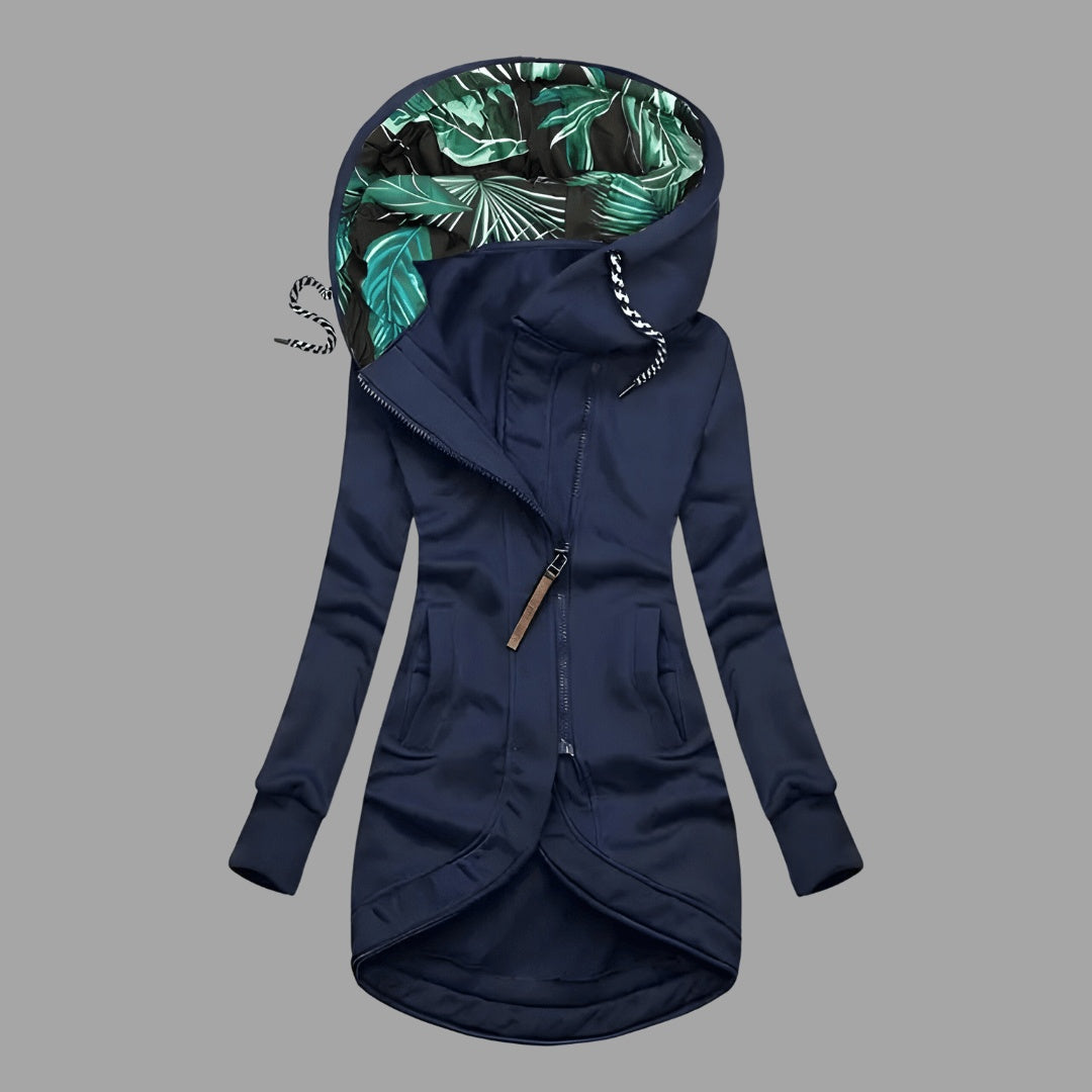 Chubasquero Impermeable Mujer Largo con Capucha Cremallera Forro Estampado